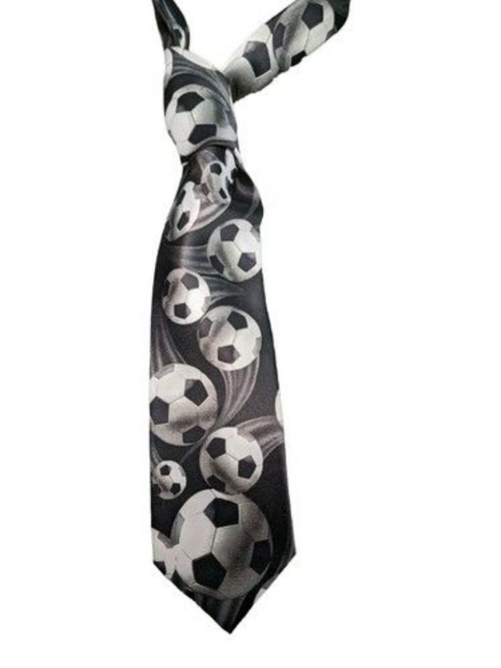 Ralph Marlin 2003 Black Neck Tie "Just Balls Soccer Motion" Polyester 62"x 3.75"
